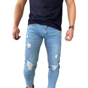 Jeans Rasgados Super Slim Fit Ankle Fit Celeste 14781