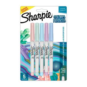 Sharpie 5 Marcadores Permanente Punta Fina Colores M&iacute;sticos