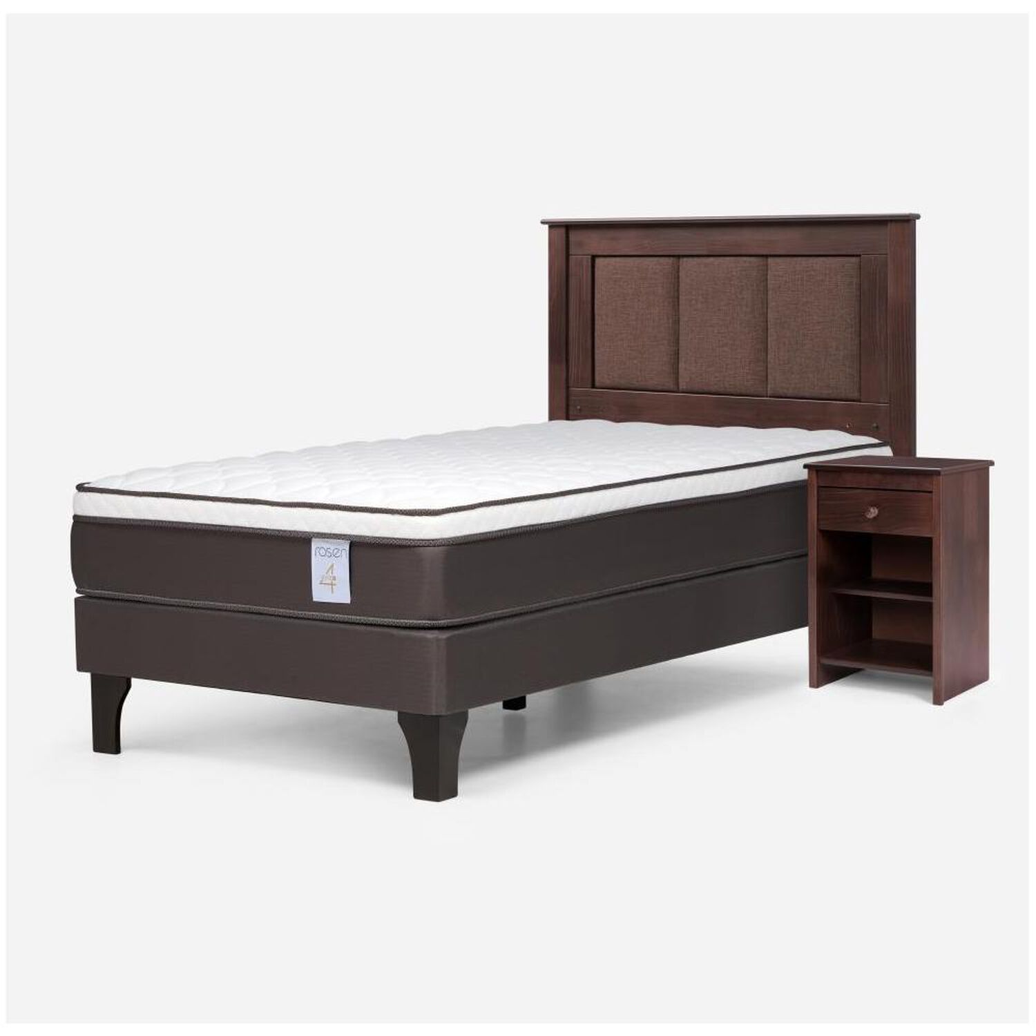 Cama Europea Rosen New Style 4 Plus / 1.5 Plazas / Base Normal + Set De Maderas Rachel image number 1.0