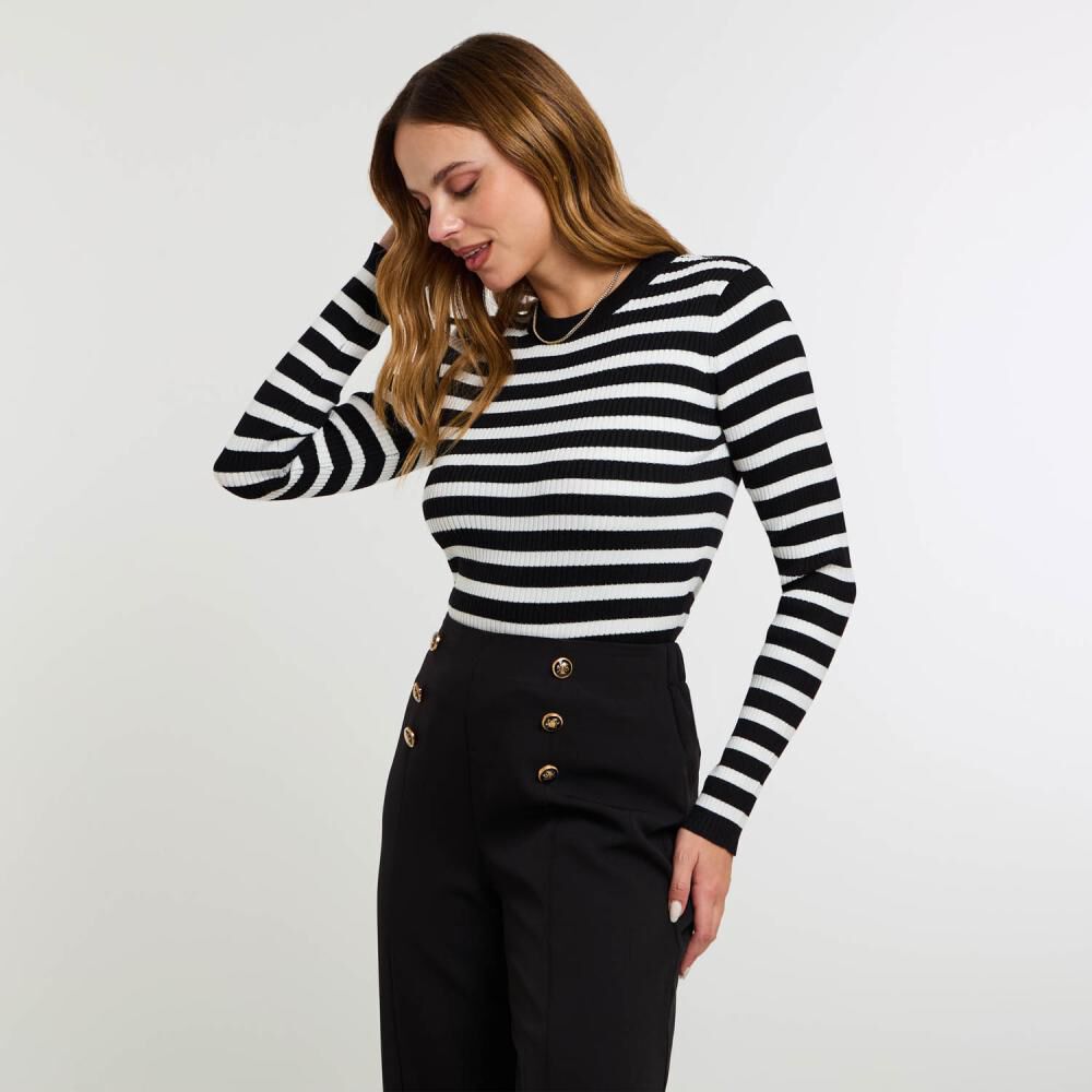 Sweater Rayas Manga Larga Cuello Redondo Mujer Kimera image number 2.0