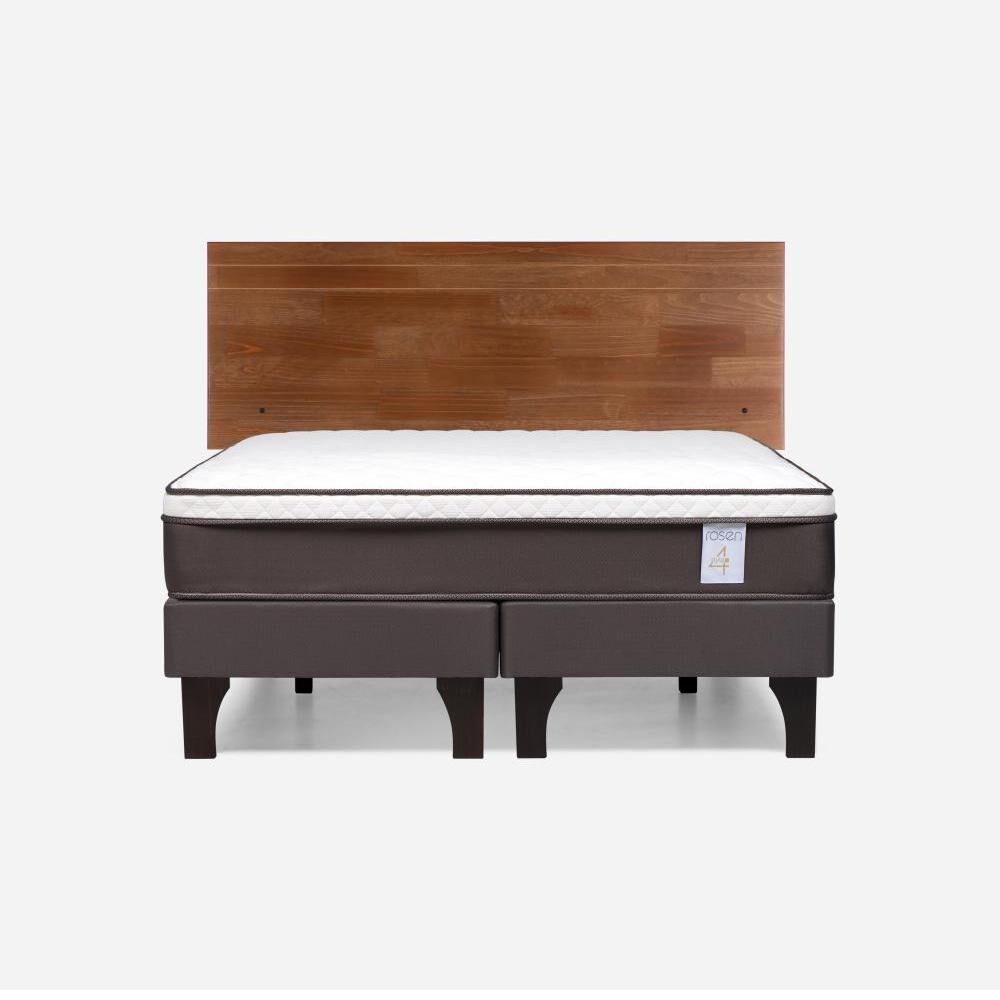 Cama Europea Rosen New Style 4 Plus / 2 Plazas / Base Dividida + Respaldo Tabor Caramelo image number 0.0