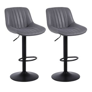 Pack 2 Sillas De Bar New York Con Respaldo Y Reposapi&eacute;s Gris