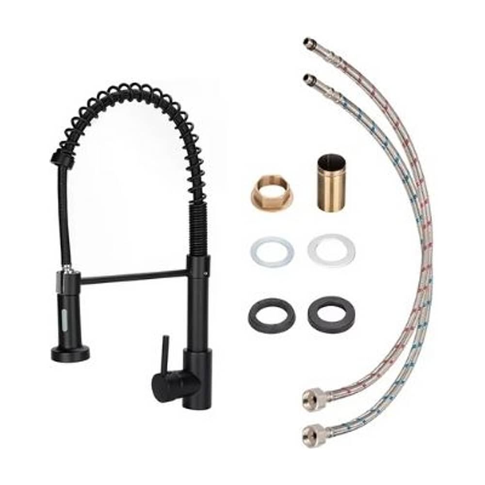 Grifo Llave Alta Monomando Cocina Rociador Flexible Negro image number 8.0