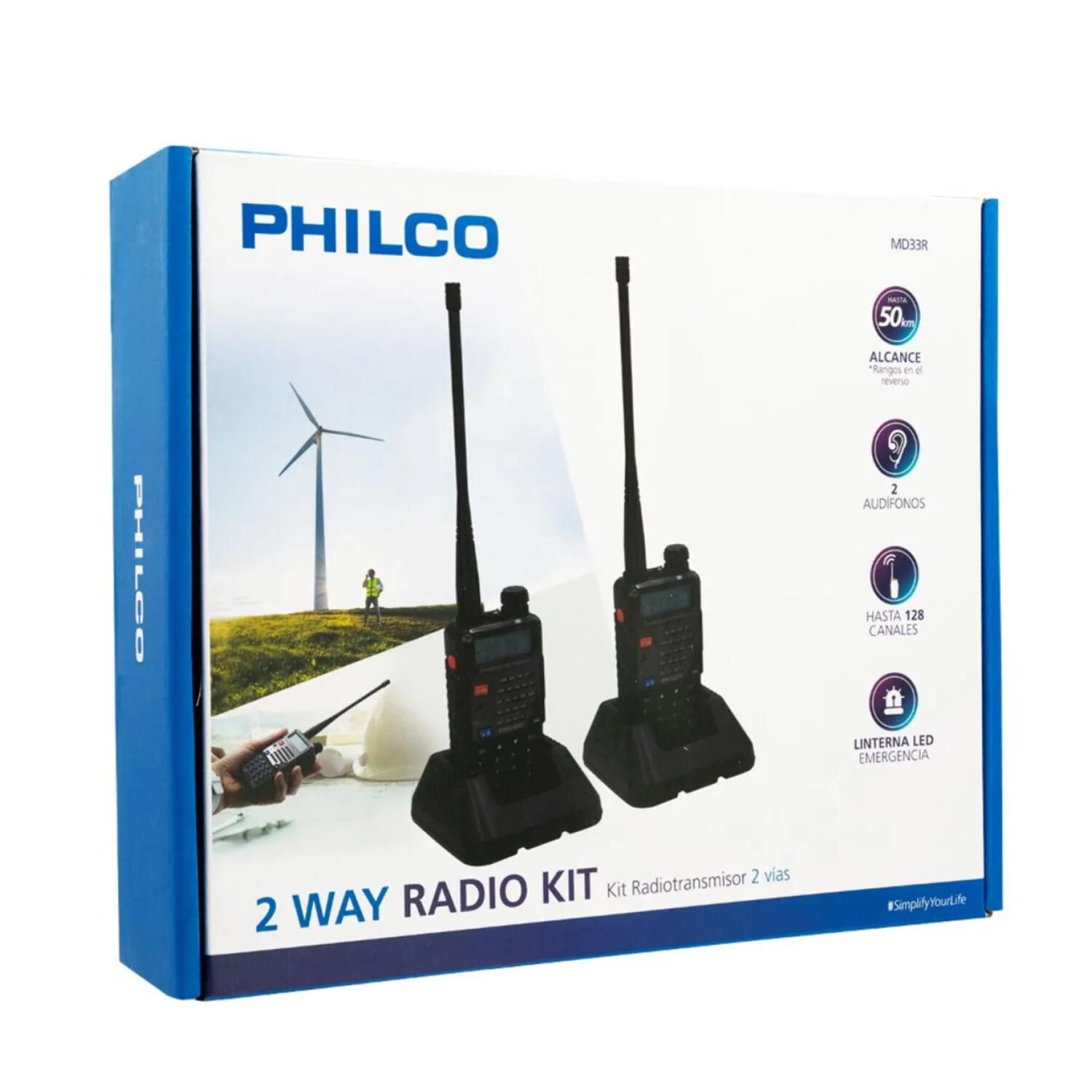 Kit 2 Radiotransmisores Walkie Talkie Led Negro image number 4.0