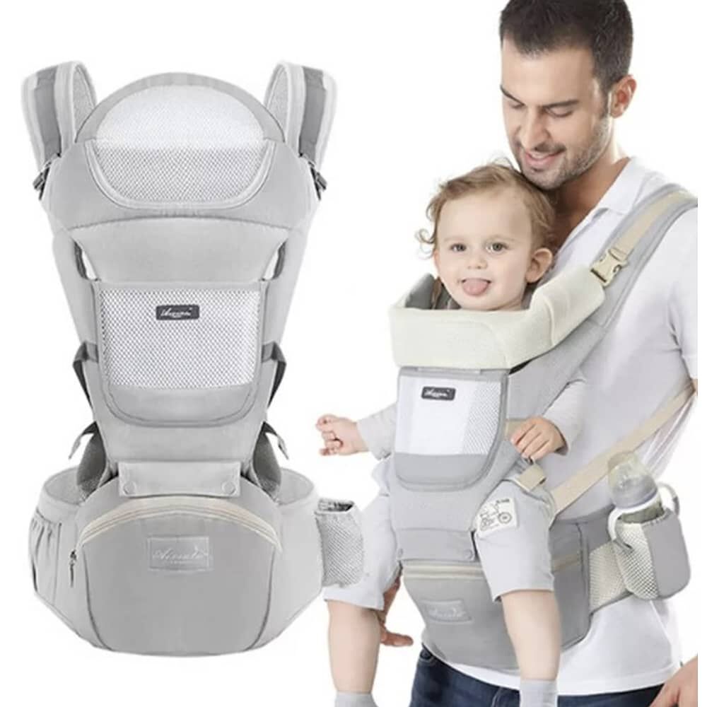 Mochila Porta Bebes Ergon&oacute;mica Asiento Multifuncional 6 En 2 Gris image number 0.0