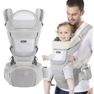 Mochila Porta Bebes Ergon&oacute;mica Asiento Multifuncional 6 En 2 Gris