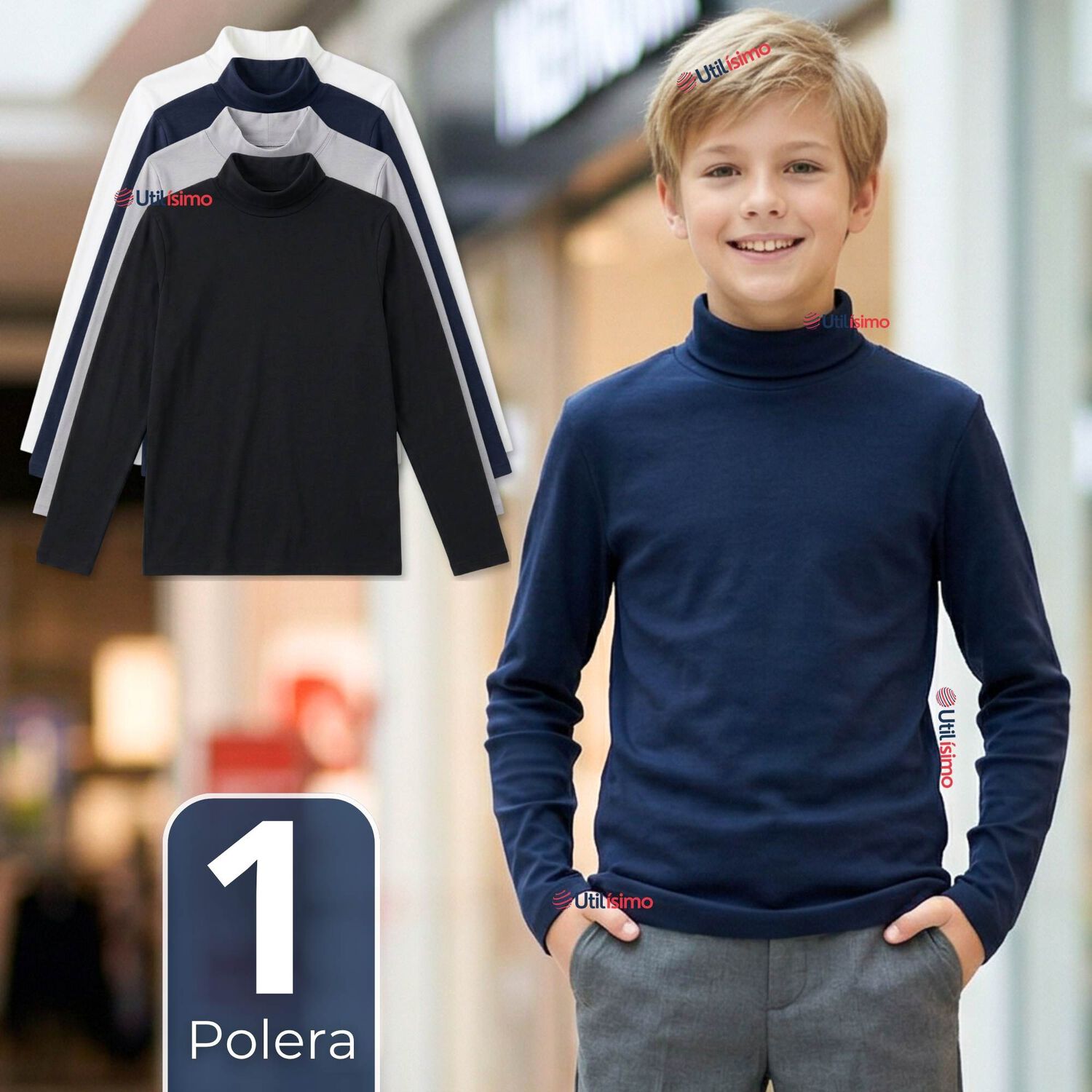 Polera Camiseta Polar Primera Capa Beatle Manga Larga Colores Surtido Ni&ntilde;o image number 0.0