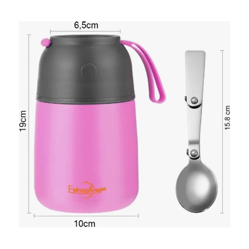 Termo De Comida Acero Inoxidable De 650ml + Cuchara Rosa image number 1.0