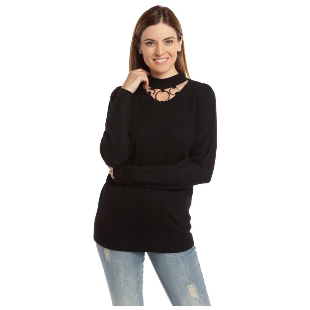 Sweater Liso Cuello V Mujer Bny"S image number 0.0