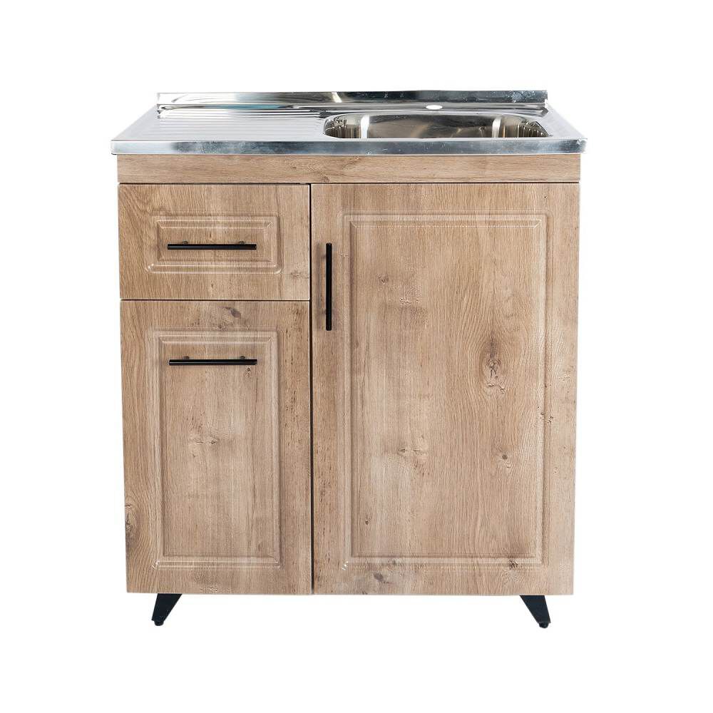 Kit Mueble Lavaplatos Wood Izquierdo Domsa (incluye Desagüe Con Sifón) 80x50x90cm image number 0.0