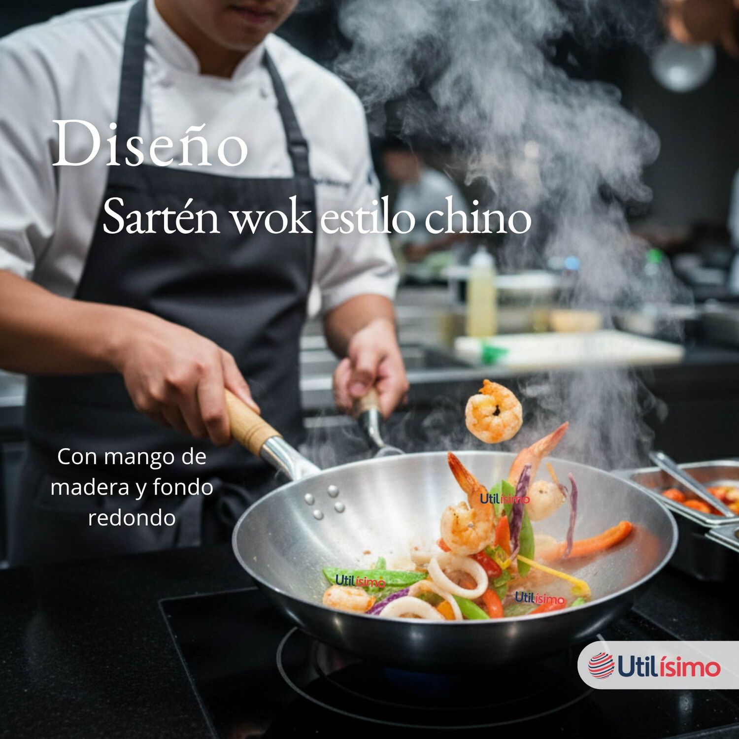 Sart&eacute;n Wok Tradicional Chino De 37cm Acero Al Carbono image number 4.0