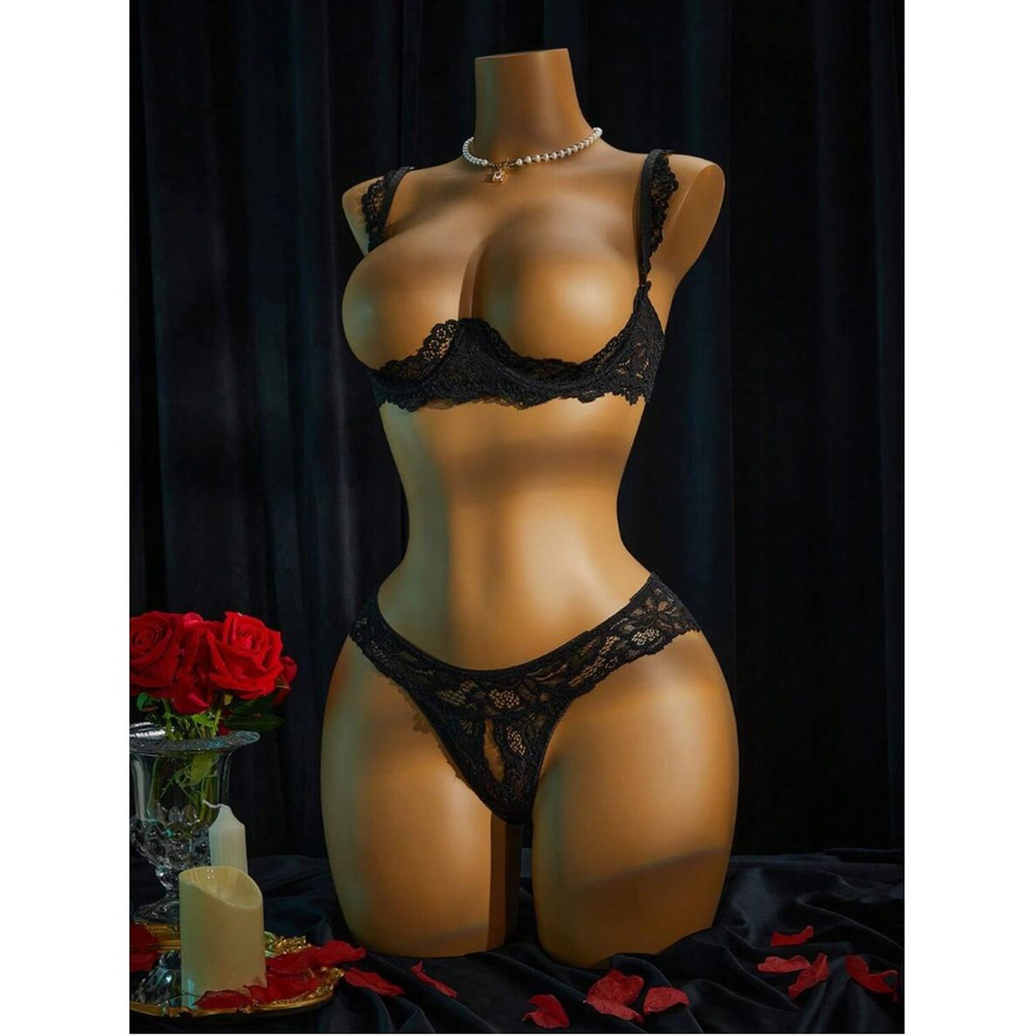 Lencer&iacute;a Ropa Interior Sexy Con Encaje De Contraste Aros 2pz image number 15.0