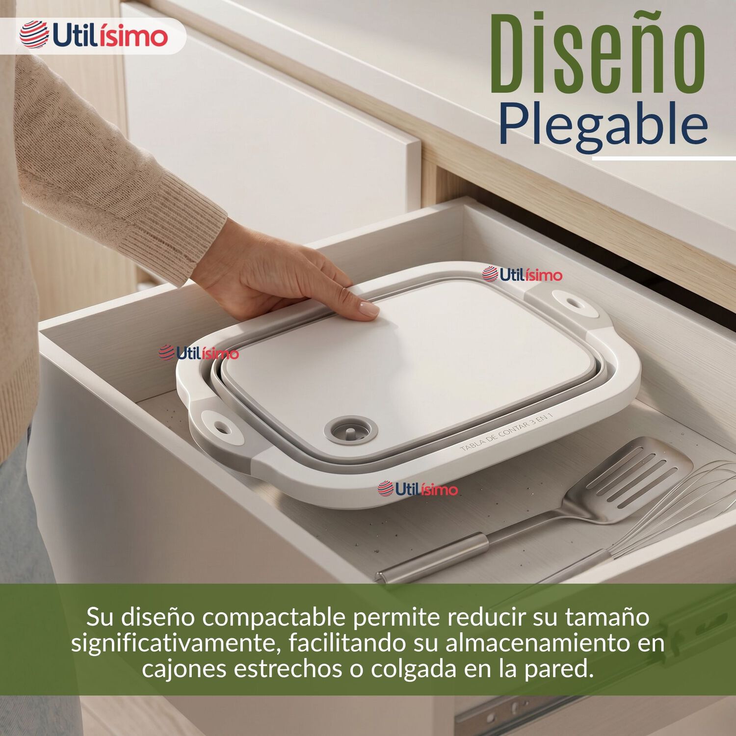 Tabla De Picar Plegable 3 En 1 Drenaje Multiuso Cocina Silicona image number 5.0