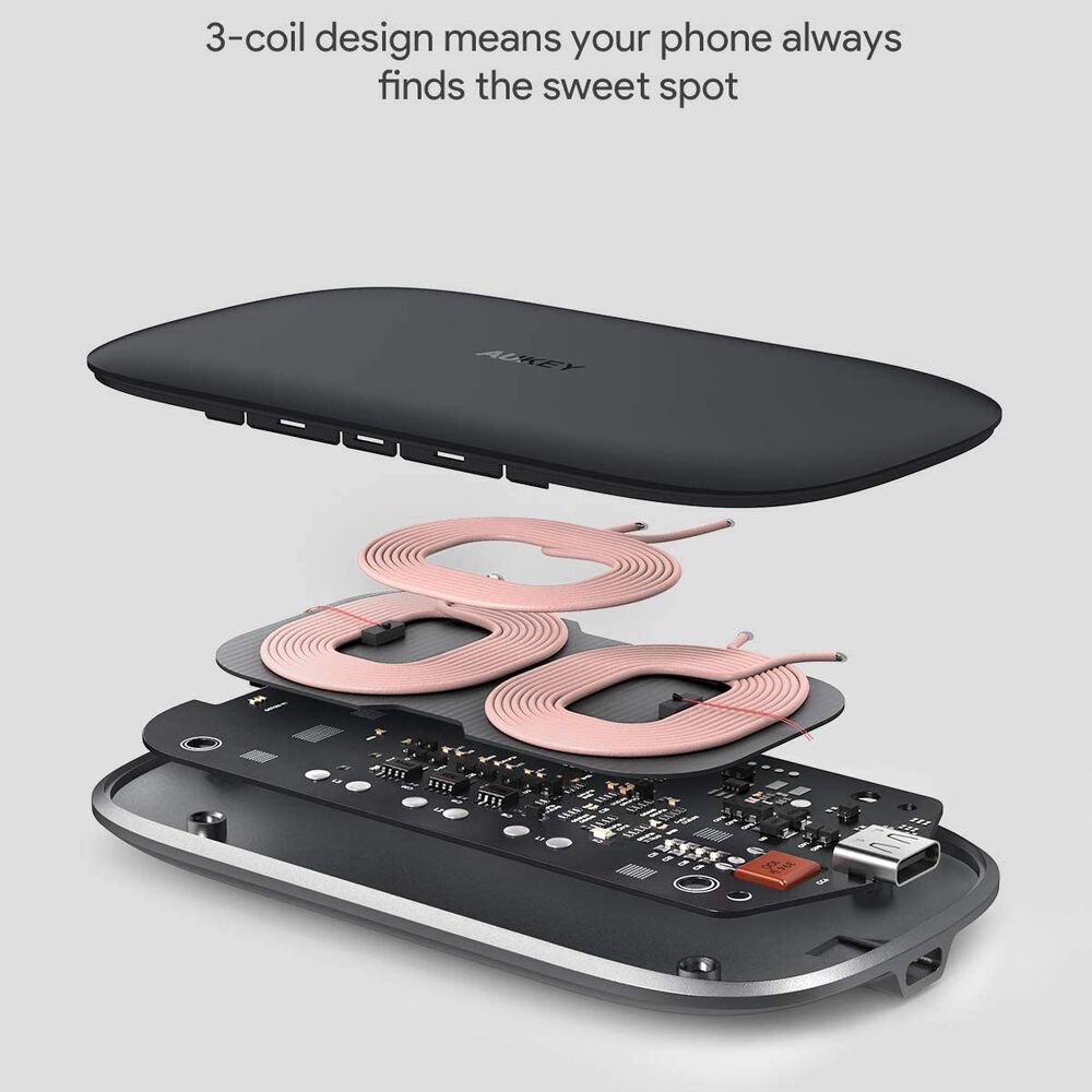 Aukey Cargador Cargador Rápido Inalámbrico Qi 10w Negro - Lc-q7 image number 3.0