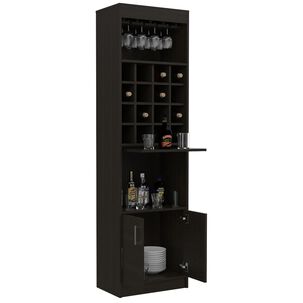 Bar Alto 2 Puertas 16 Botelleros 180 Cm X 32 Cm X 51 Cm Negro