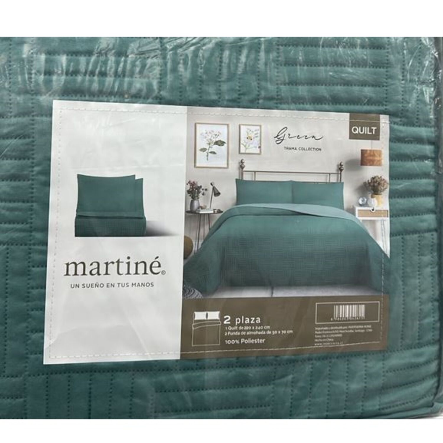 Cubrecama Quilt Reversible 2 Plazas Color Verde Trama Collection image number 0.0