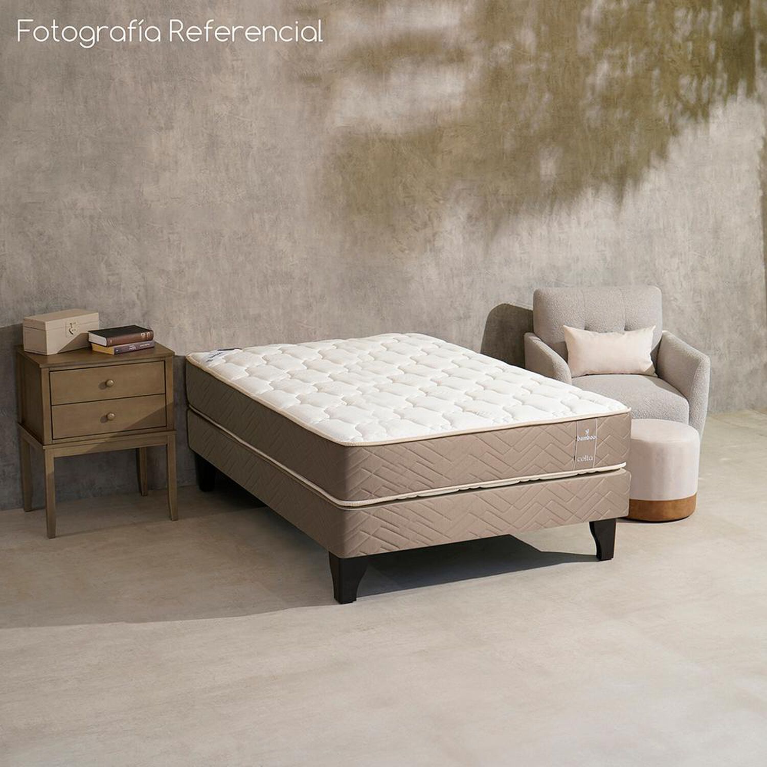 Cama Europea Celta Bamboo / 1.5 Plazas / Base Normal + Respaldo image number 0.0