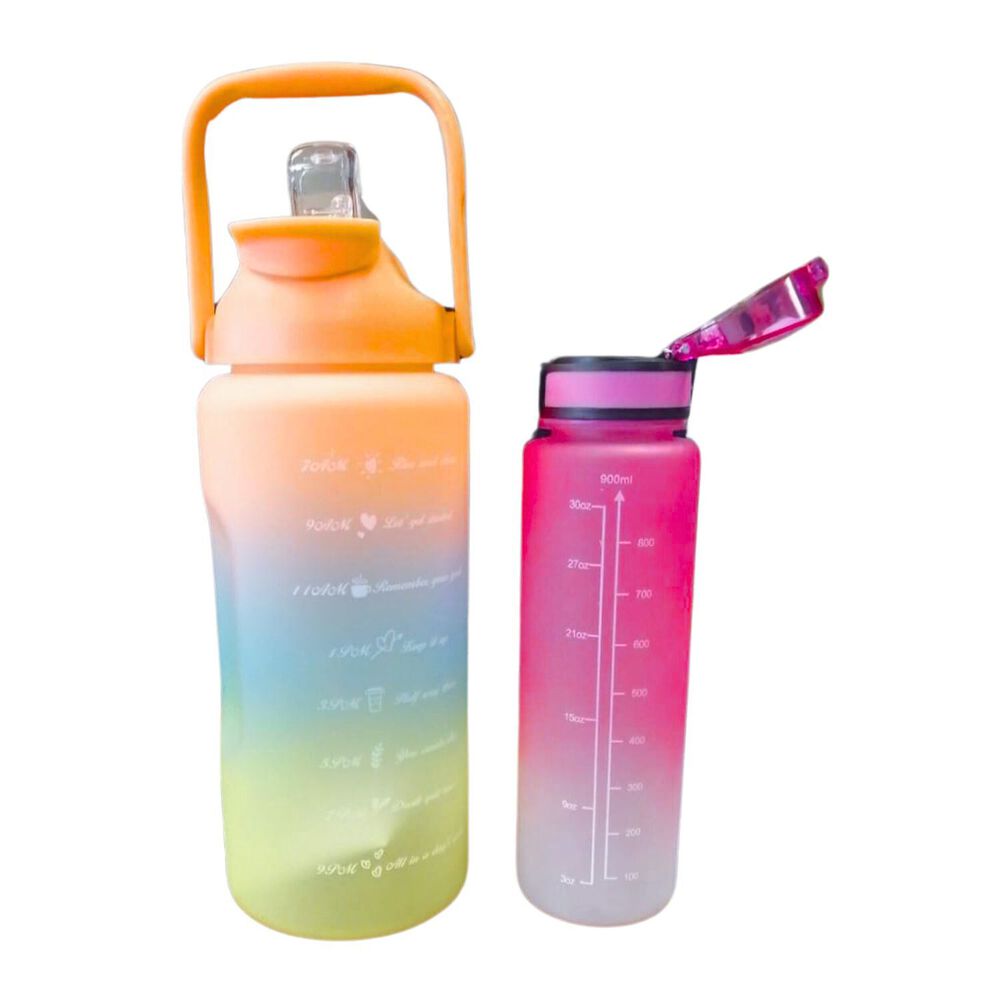 Set 2 Botellas Deportivas 2000ml Y 900ml Doble Boquilla image number 1.0