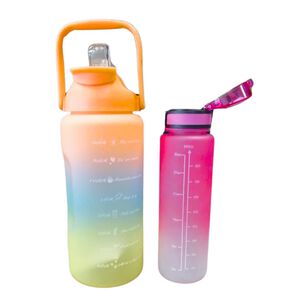 Set 2 Botellas Deportivas 2000ml Y 900ml Doble Boquilla