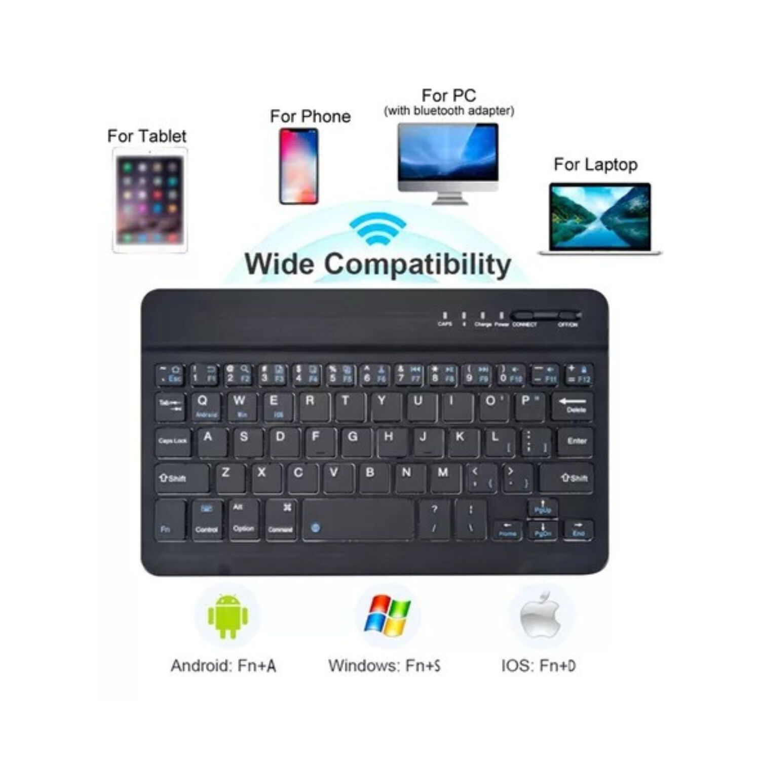 Mini Teclado Inal&aacute;mbrico Bluetooth Negro image number 4.0