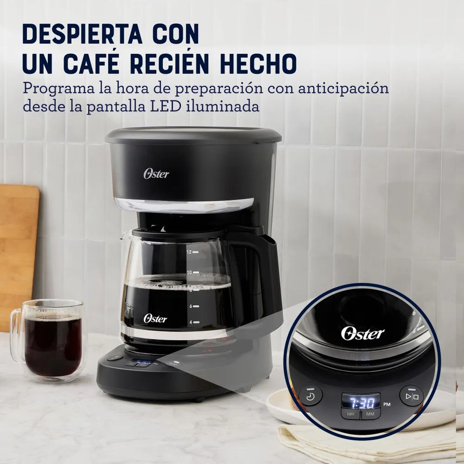 Oster Cafetera Programable Capacidad 12 Tazas Bvstdcp121b Con Filtro Reutilizable image number 4.0