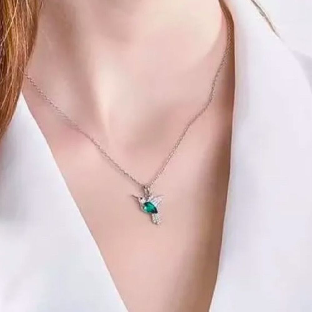 Collar Picaflor Plata Cristal Fino De Lujo image number 3.0