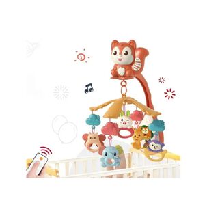 Juguete Movil Sonajero Infantil Con Luz Y Sonido Ardilla Naranja