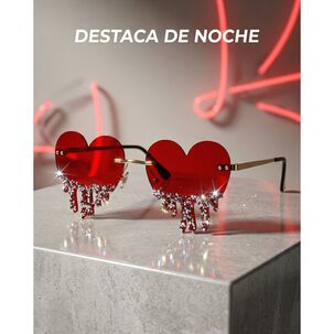 Lentes Coraz&oacute;n Con Strass Colgante Para Fiesta Mujer