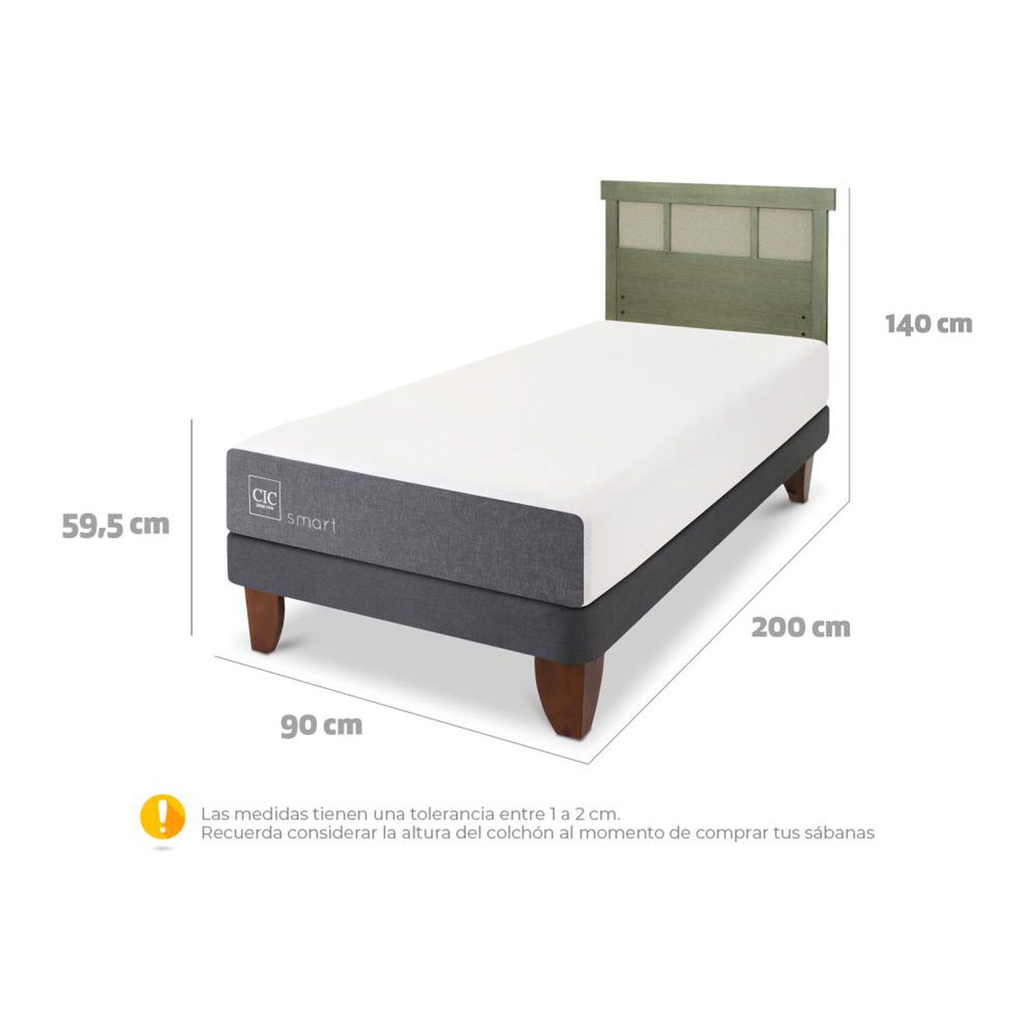 Cama Europea Cic Smart / 1 Plaza / Base Normal + Respaldo image number 5.0