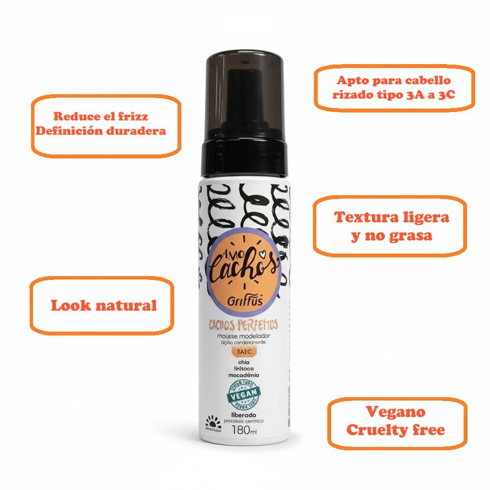 Mousse Modelador De Rizos Perfectos 180ml Griffus image number 1.0