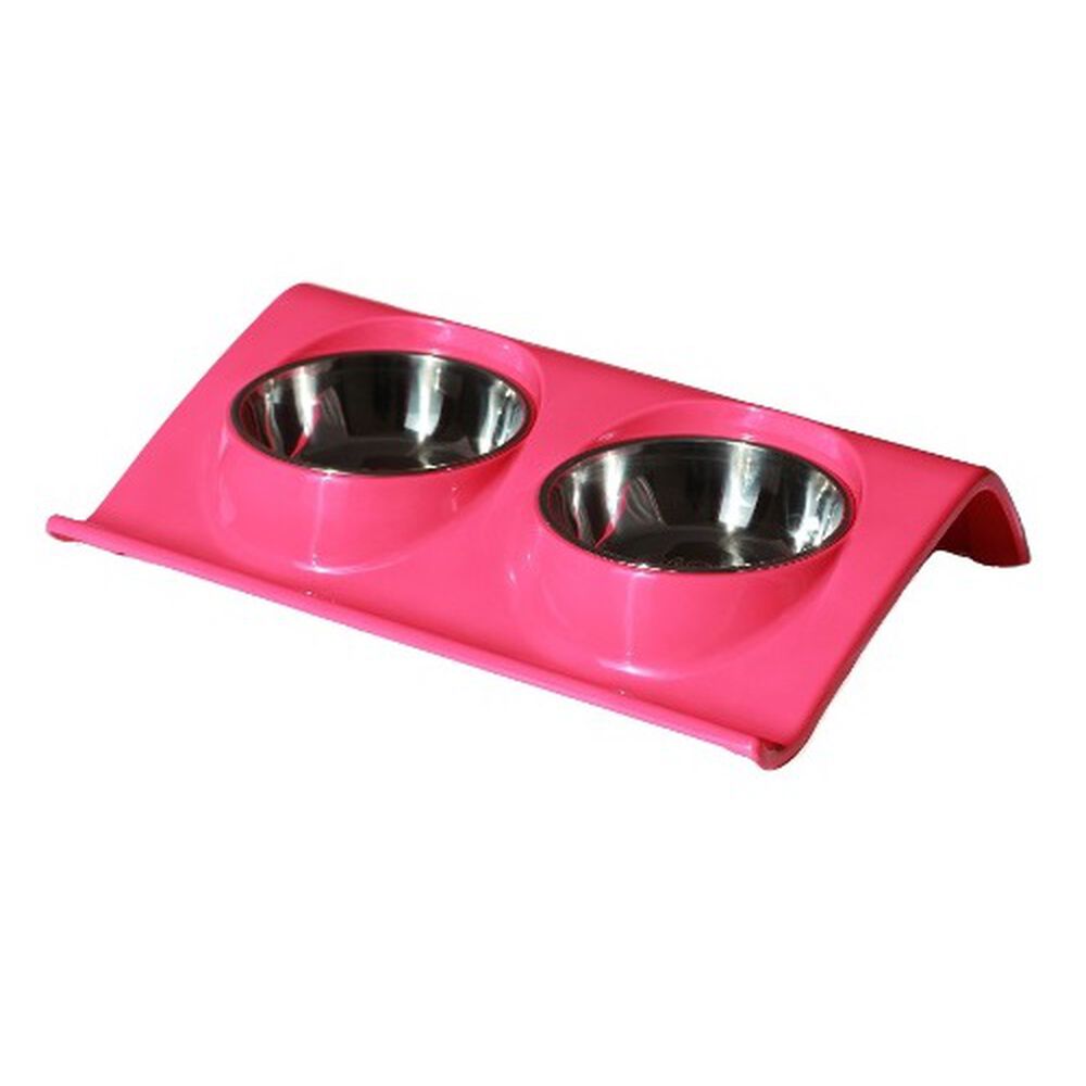 Plato Melamina Doble Z Talla M Fucsia Perro Mascan image number 0.0
