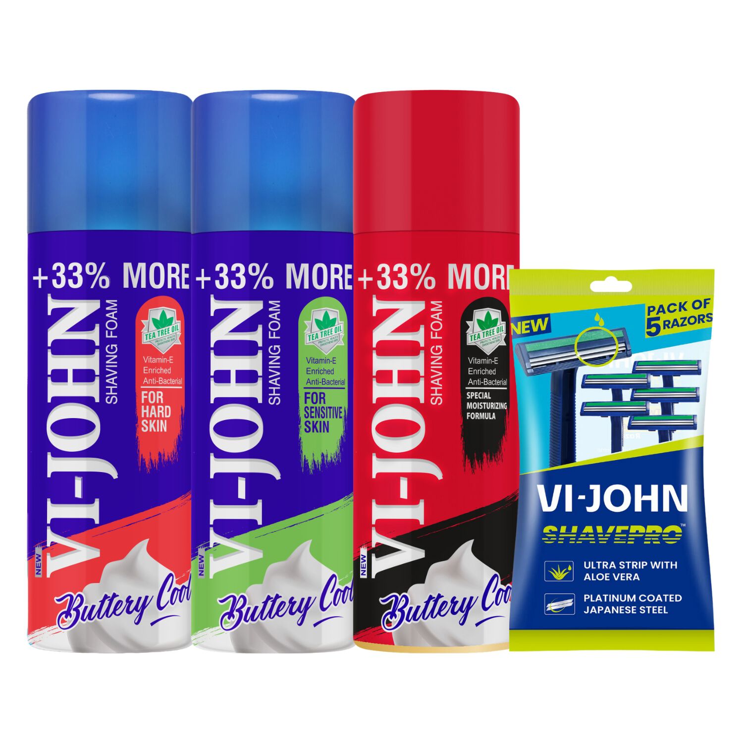 Pack 3 Espumas De Afeitar 400 Gr + Maquina Desechable 5 Uds image number 0.0
