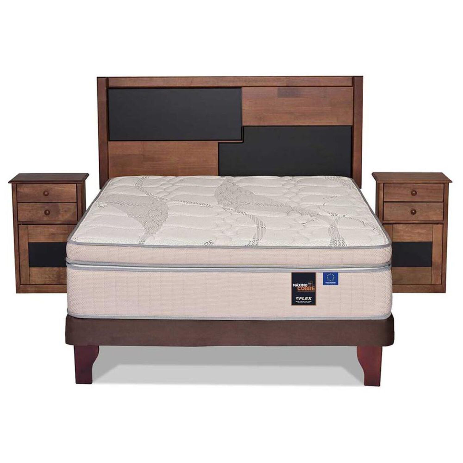 Cama Europea Flex M&aacute;ximo Cobre / 2 Plazas / Base Normal + Set De Maderas image number 0.0