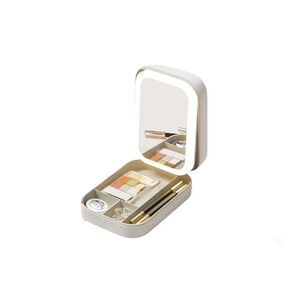 Organizador Maquillaje Espejo Led Iluminado Compartimentos Cosm&eacute;ticos