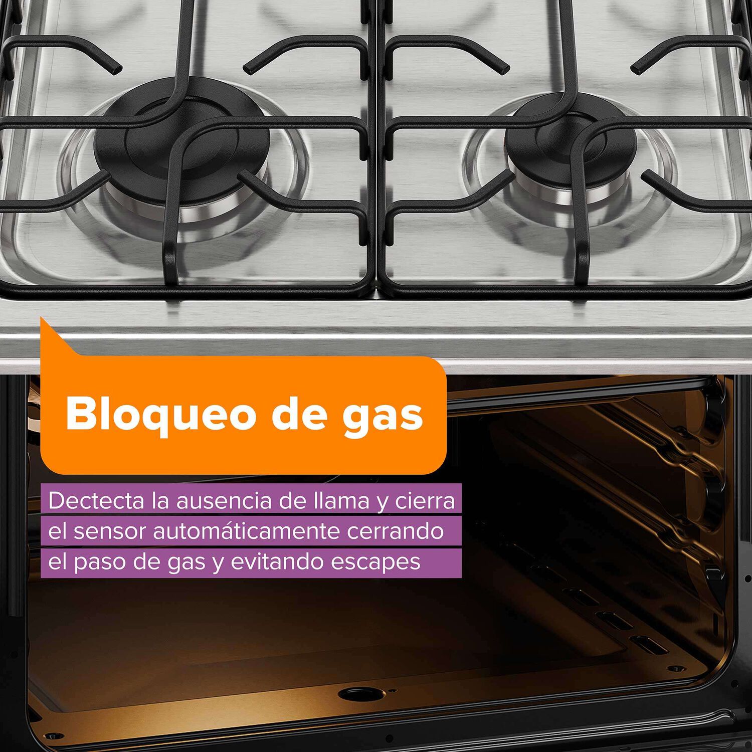 Cocina A Gas 6 Platos Horno Vapor Y Parrillas Alambr&oacute;n Fm6lsc Inox image number 5.0