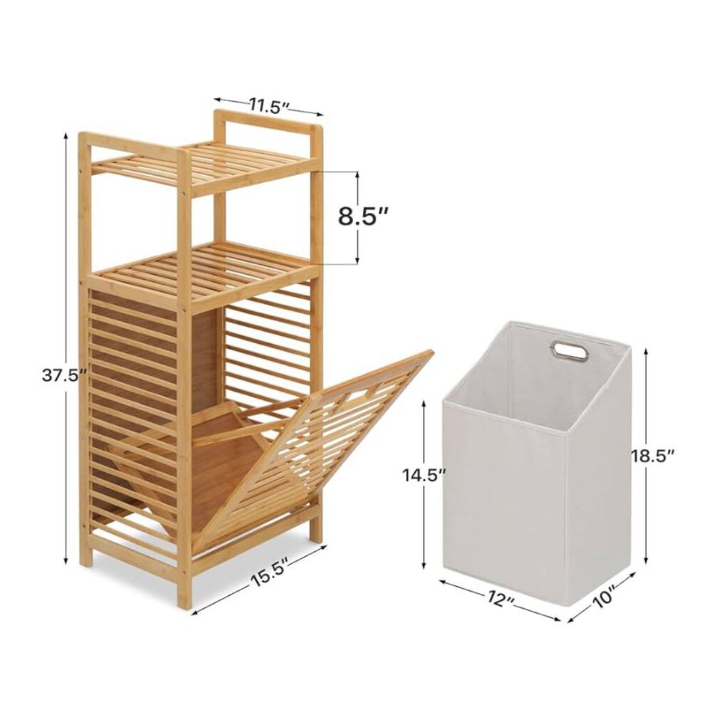 Organizador De Ropa Sucia 3 Niveles Con Canasta Plegable image number 5.0