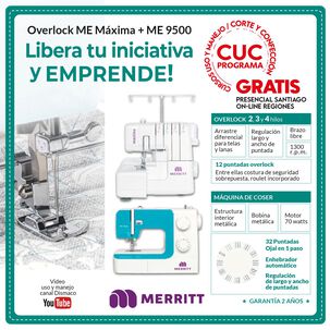 Combo Merritt M&aacute;quina De Coser Me 9500 + M&aacute;quina Overlock Max