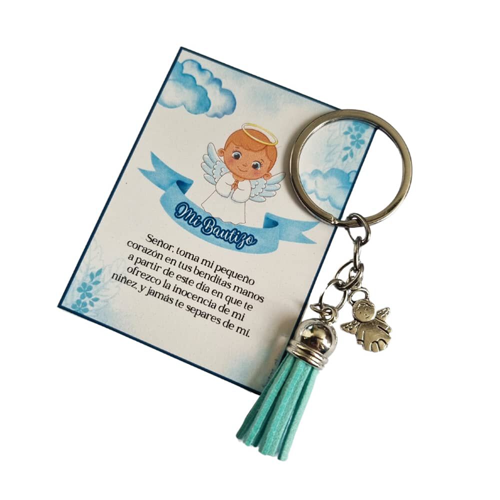 Encintados Recuerdos Bautizo 12 Llaveros + Tarjetas Bautismo image number 0.0