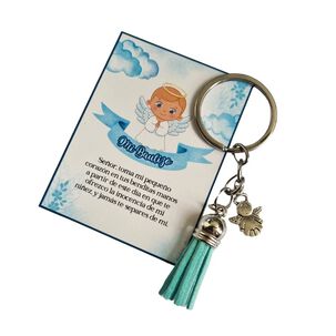 Encintados Recuerdos Bautizo 12 Llaveros + Tarjetas Bautismo