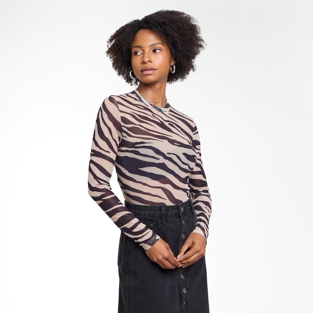 Polera Estampada Manga Larga Cuello Redondo Mujer Rolly Go image number 2.0