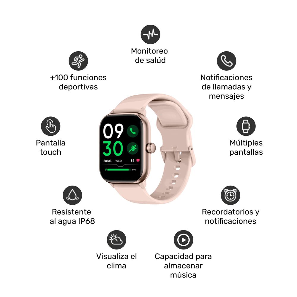 Reloj Smartwatch Music Rhythm X10 Pink 41mm image number 1.0