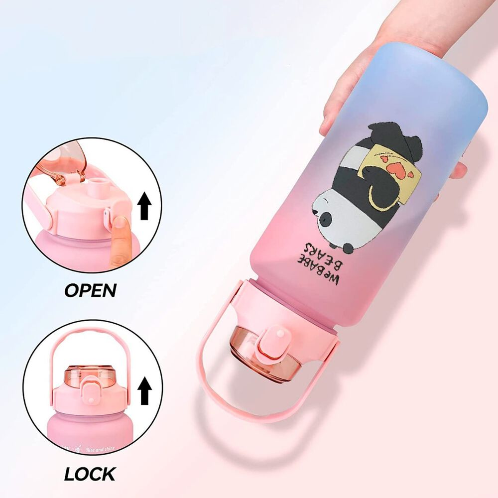 Pack 2 Botellas Agua Motivacionales 2l 900ml Rosa Celeste image number 1.0