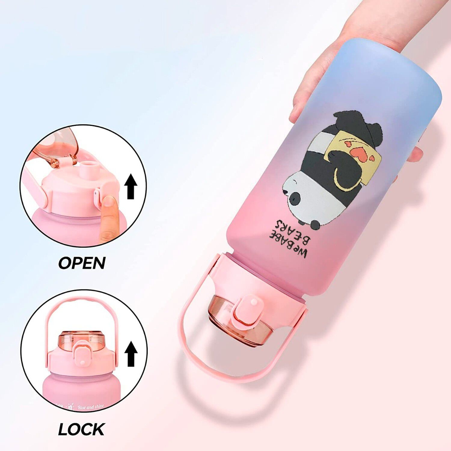 Pack 2 Botellas Agua Motivacionales 2l 900ml Rosa Celeste image number 1.0