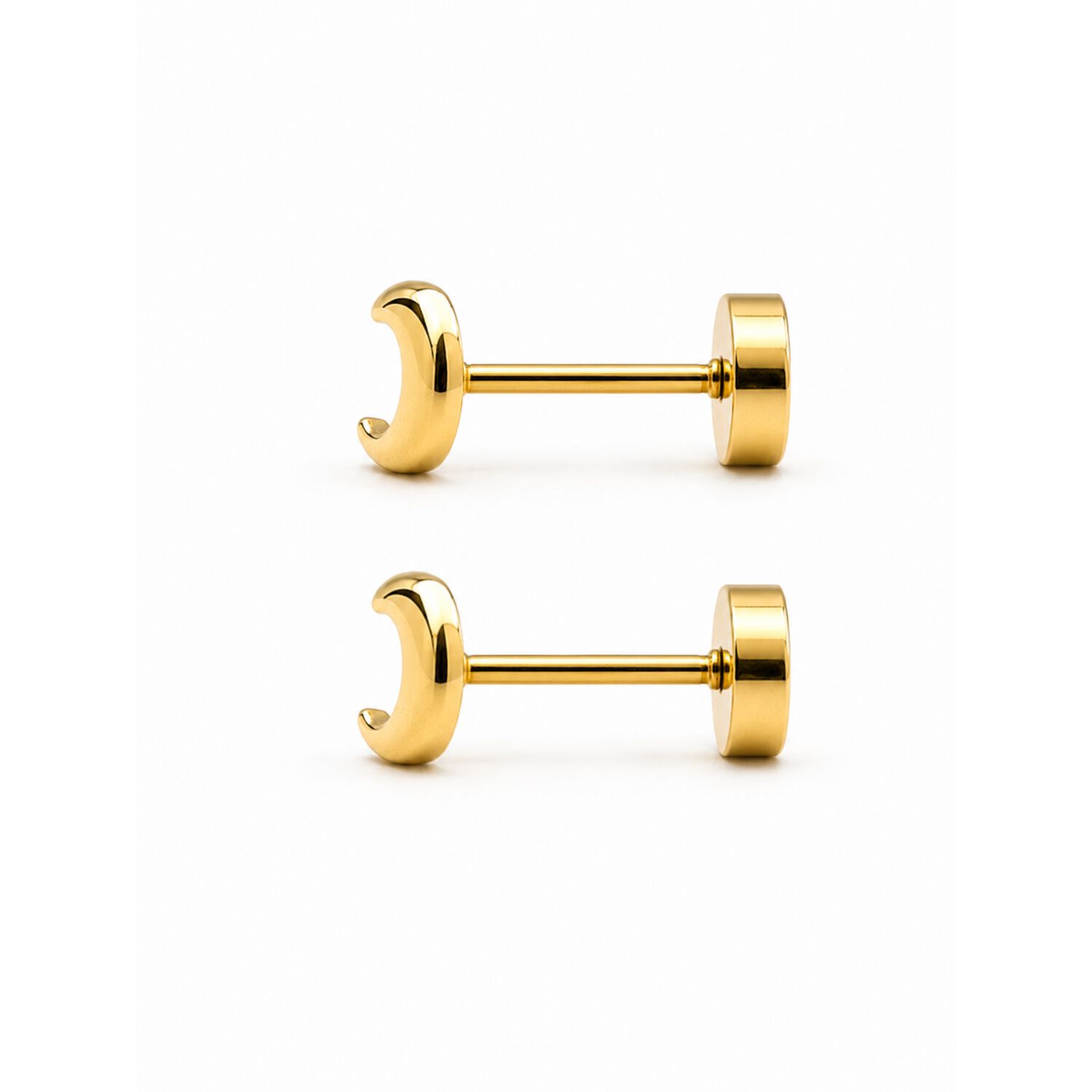 Aros Abridores Luna 5x3mm Oro 14k Beb&eacute; Ni&ntilde;a Juvenil Dorado image number 3.0