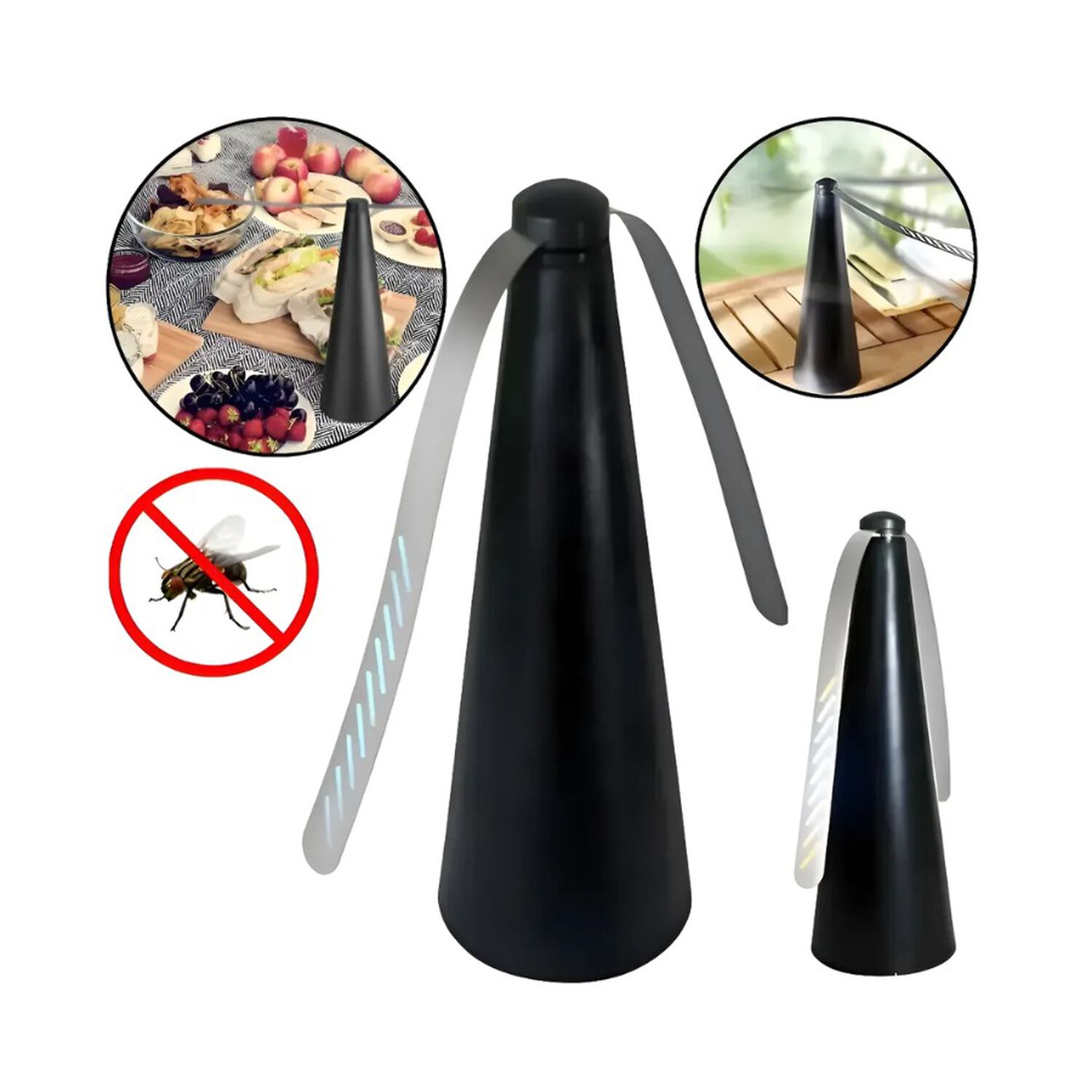 Repelente De Moscas Para Mesa Port&aacute;til A Pilas Aspas Flexibles Negro image number 3.0