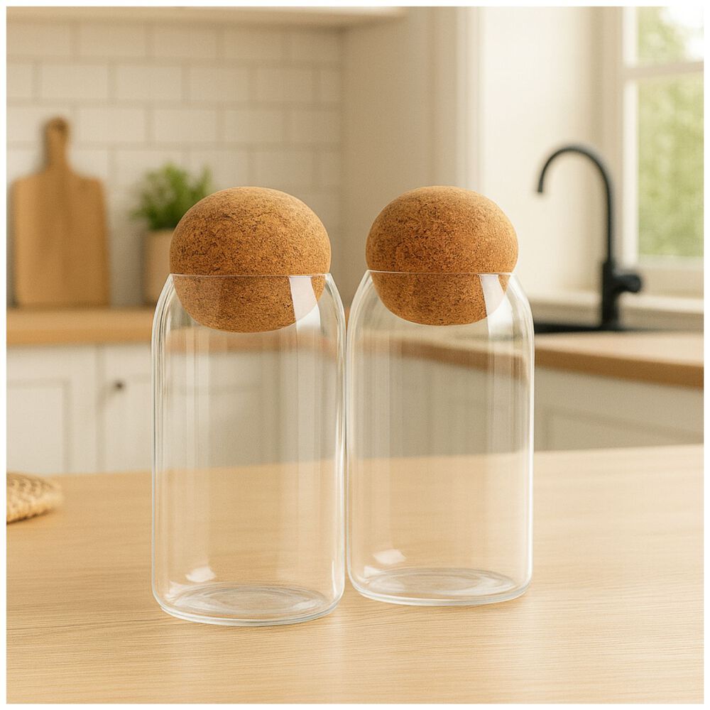Set 2 Botellas Frascos Contenedor 570ml Vidrio 10cm Tapa image number 2.0