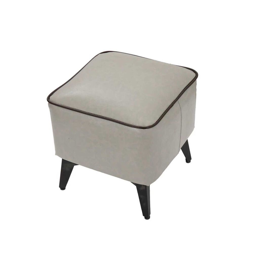 Taburete Reposapi&eacute;s Otomano Cuadrado Eco Cuero Gris image number 0.0