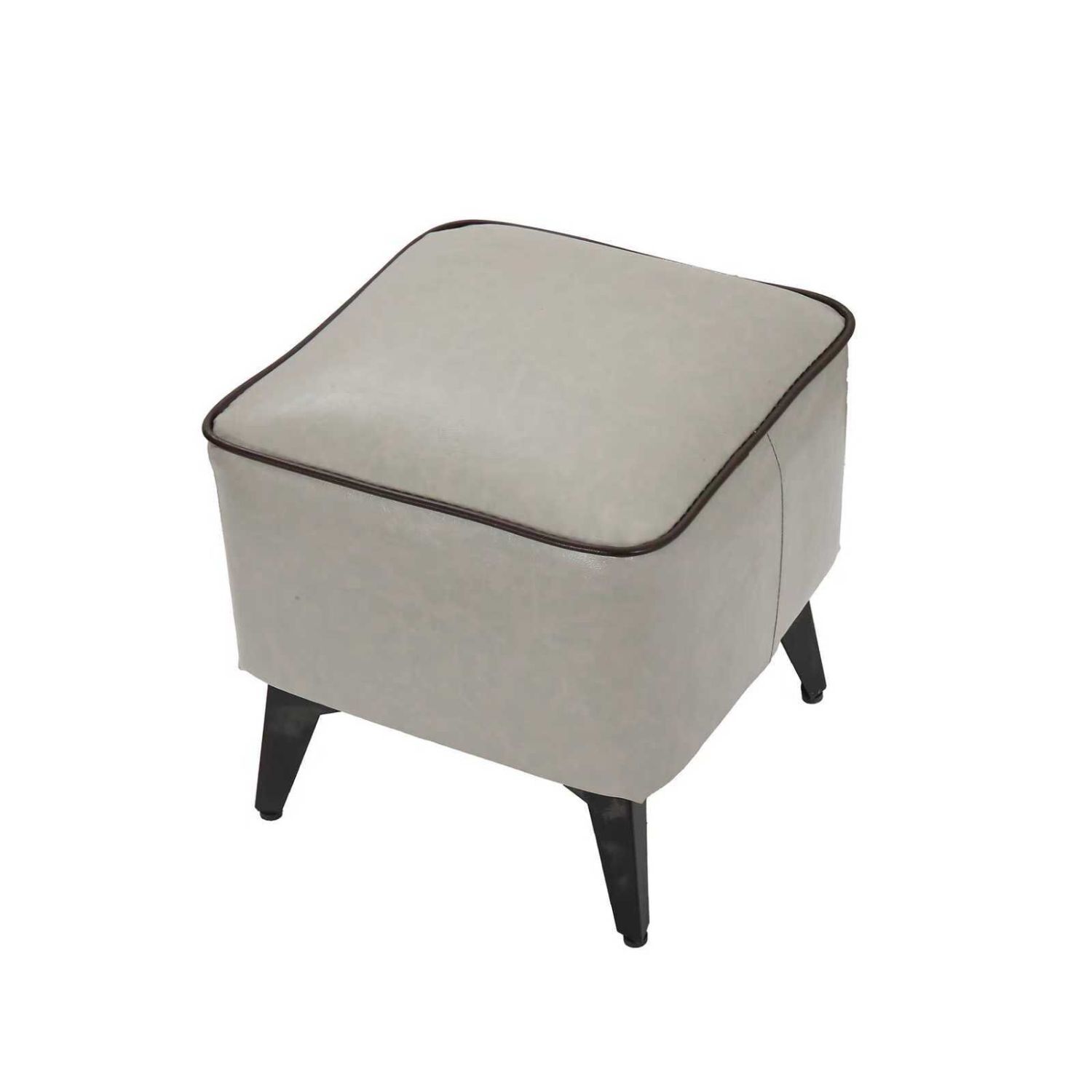 Taburete Reposapi&eacute;s Otomano Cuadrado Eco Cuero Gris image number 0.0