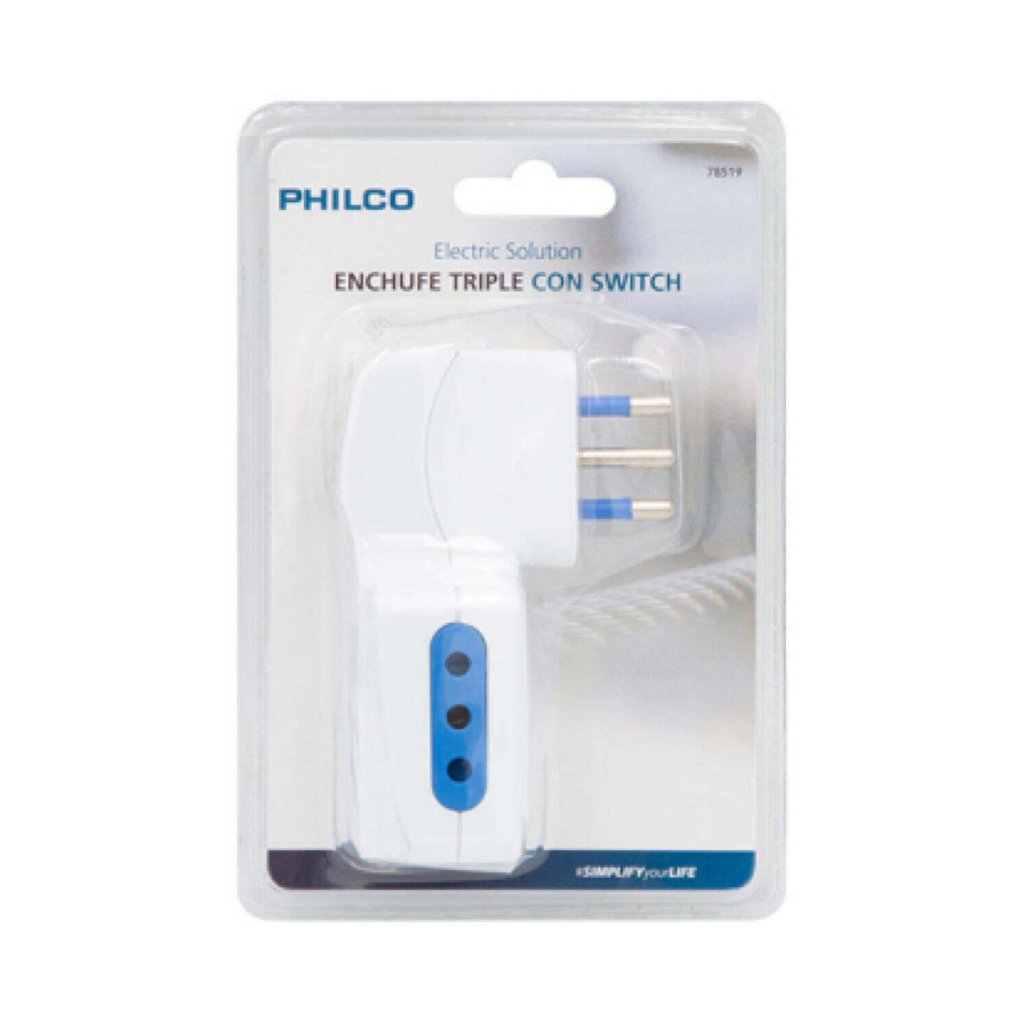 Enchufe Triple Con Switch 2p + T 10a 250v Blanco image number 1.0