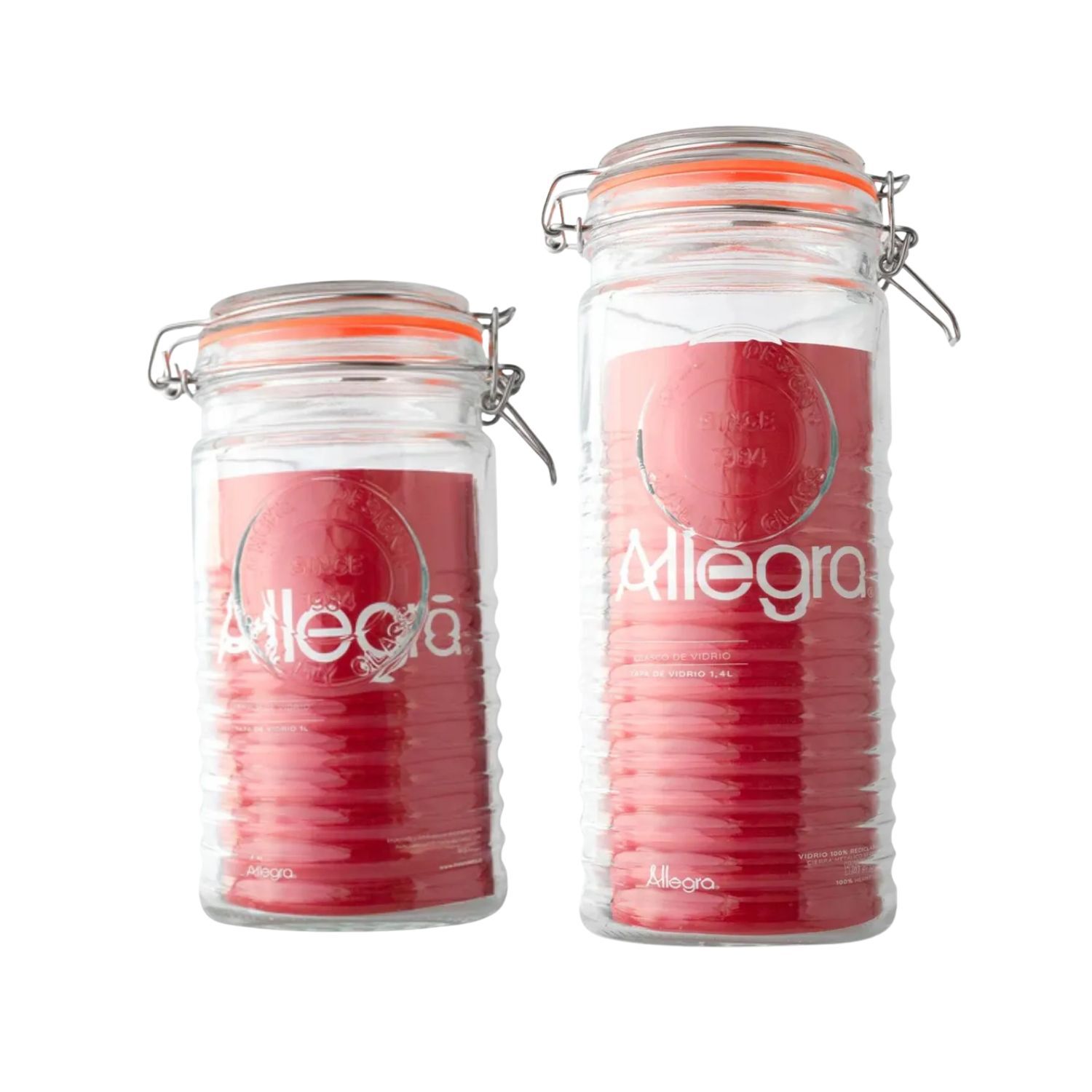 Set 2 Frasco Tapa De Vidrio Hermetica 1000ml + 1400ml Allegra image number 0.0